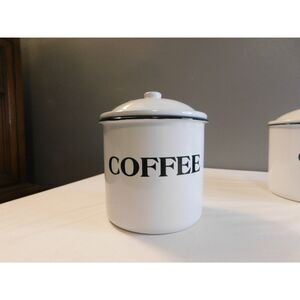 Enamel Coffee Canister with Lid Farmhouse Country Rustic Kitchen